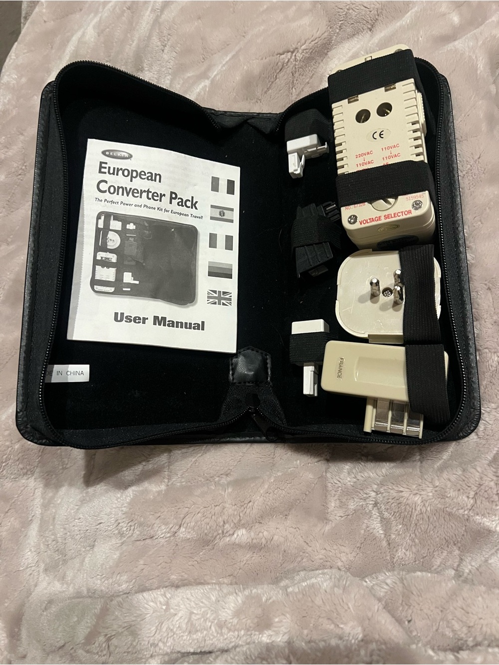 European Converter Pack Belkin Power and Phone Kit in case